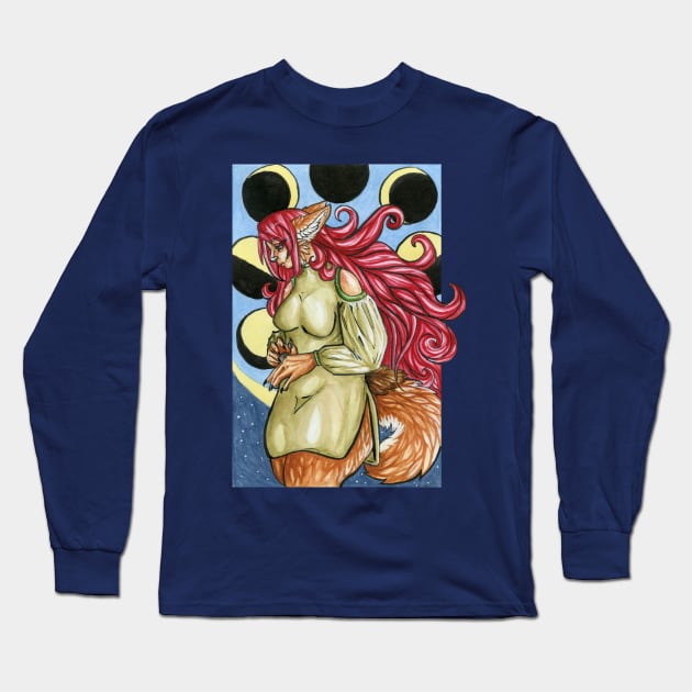 Moody Werewolf Girl Long Sleeve T-Shirt by TimeChaser